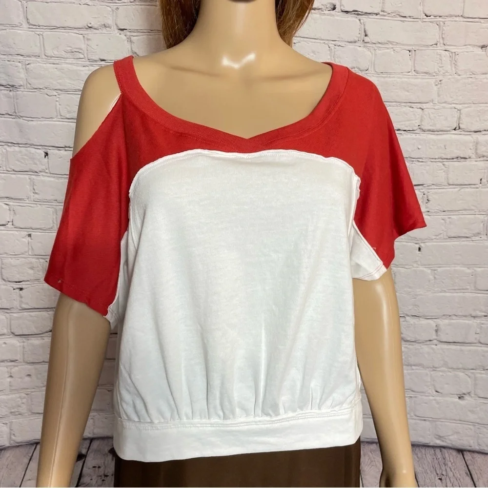 NWT New Free People Colorblock Field Goal Crop T-Shirt Size M